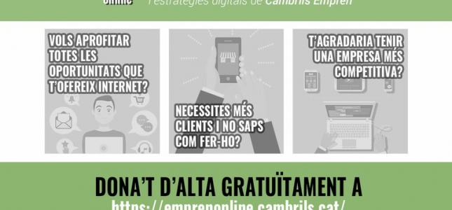 El servicio Cambrils Emprende ofrece 6 cursos online para personas emprendedoras y pequeñas empresas. El servicio Cambrils Emprende ofrece 6 cursos online para personas emprendedoras y pequeñas empresas.